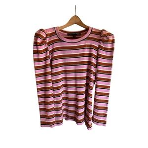 Veronica Beard Puff Long Sleeve Striped Top Size S